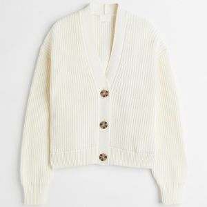 H&M rib knit cardigan ivory NWT